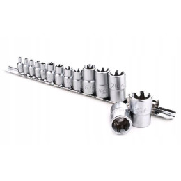 Набір головок TORX на планці TOPTUL 1/4"-1/2" E4-E24 14ед. GAAR1402