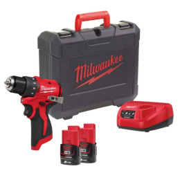 Дриль-шуруповерт акумуляторний безщітковий MILWAUKEE M12 BLDDRC-202C, 40Нм (зарядний пристрій С12, 2 акумулятори М12 В2 2Аг, клі