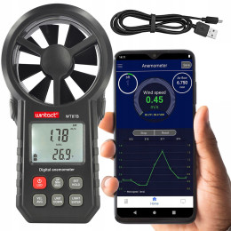Анемометр крильчастий USB, Bluetooth 0,3-30 м/с, -10-45 °C WINTACT WT87B