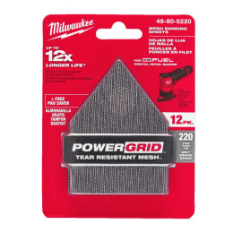 Сітка шліфувальна PG Mesh HL MILWAUKEE, 67х92мм, зерно 220, (12шт+подкладка) (для M12 FDSS)
