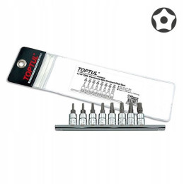 Набір біт TORX п'ятигранних з отвором TOPTUL 1/4" T8-T40 8ед. GAAG0805